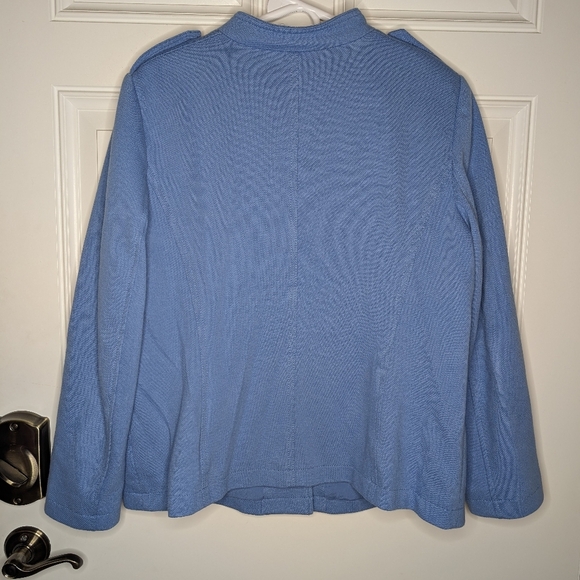 Talbots Military Style Jacket Blue Gold Button Womens Size 18 Lined Cotton Blend - Picture 3 of 8